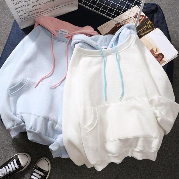 

women's sweatshirt solid hoodies harajuku fashion winter patchwork hoodies for women warm sweatshirts oversized, Black