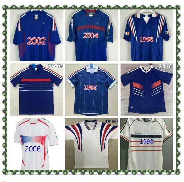 

retro zidane soccer jersey 1984 86 1996 1998 2000 2002 2004 2006 french henry vieira anelka football shirt trezeguet ancient maillot, Black;yellow