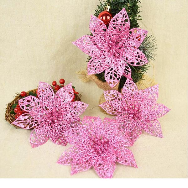 

14cm glittered faux flower rose gold red blue fake poinsettia flower wedding christmas flowers wreath garland dec bbyoxw