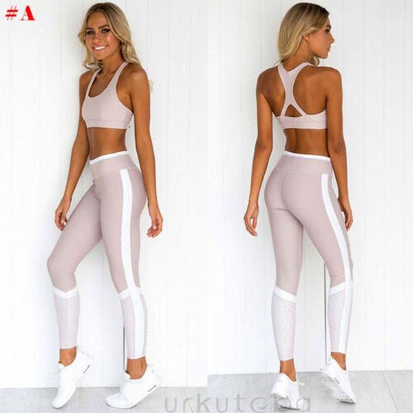 

women's crop pants trousers gym workout outfit set athletic apparel1, White