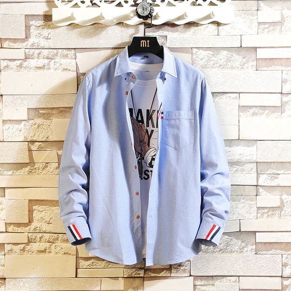 

2020 autumn spring clothes chinese white black blue shirt men's long sleeves casual for man