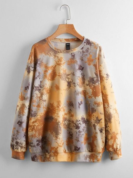 

tie dye drop shoulder sweatshirt g0v3#, White;black