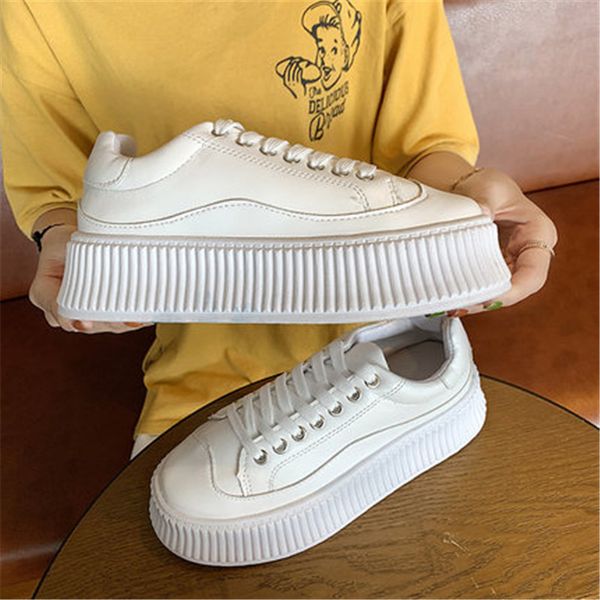 

2021 new white lace-up formers chunky mode parent female tennis respirable in the air of women dutch casual shoes 7sm7, Black;white