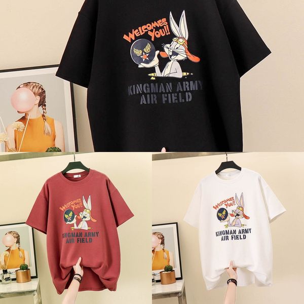 

short sleeve t-shirt women's 2019 summer korean student cartoon original night coat t-shirt style loose and versatile half sleeve bo, White