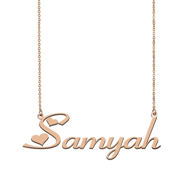 

samyah name necklace custom nameplate pendant for women girls birthday gift kids friends jewelry 18k gold plated stainless steel, Silver