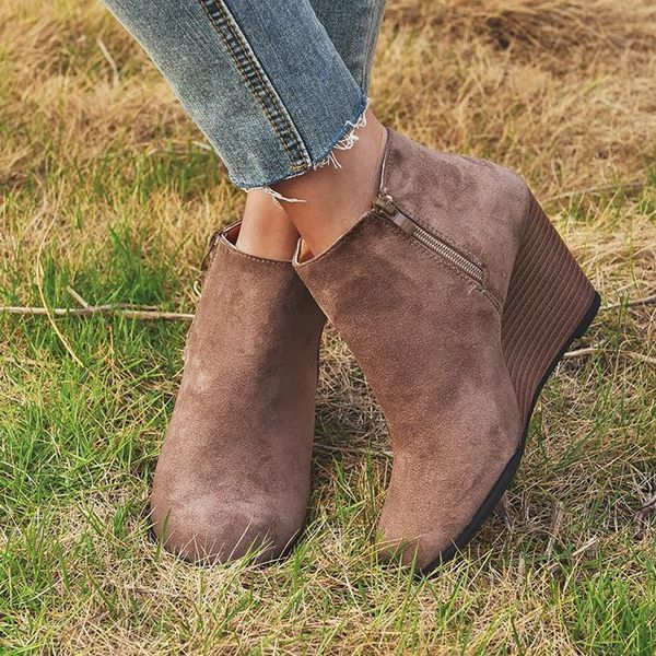 

клин короткие сапоги зима клин сапоги для женщин обувь леди обувь -40, Black