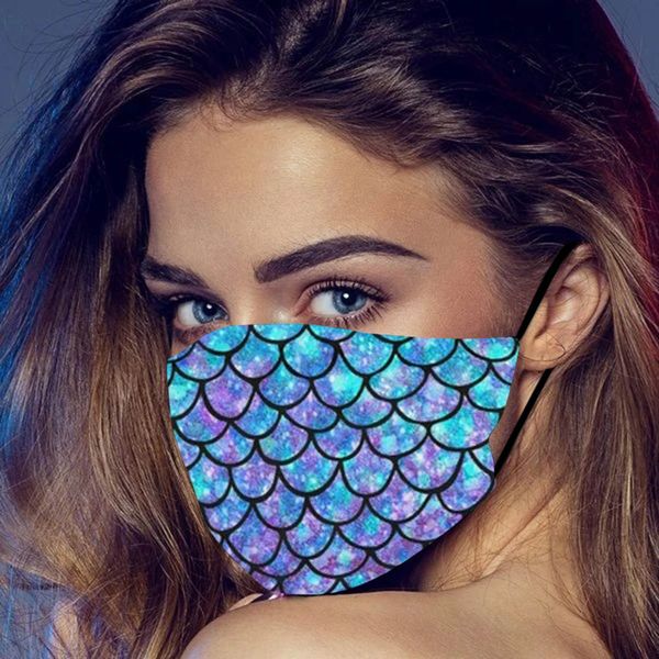 

2021 latest 1pc party masks face mask christmas new fashion print scales windproof scarf reusable washable adjustable earrings masque new