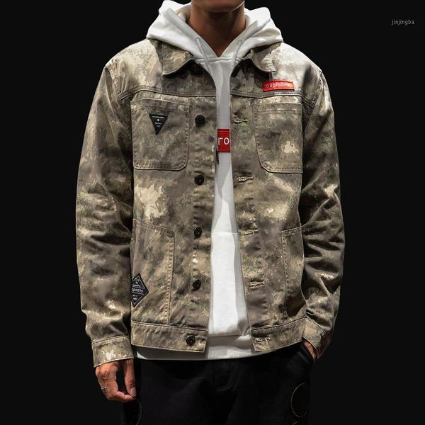 

2020 spring autumn new camouflage overall jacket men japanese loose casual denim jacket for man1, Black;brown