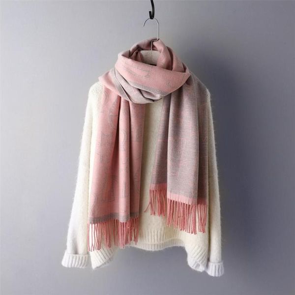 

2020 cashmere scarf women winter warm shawls and wraps design new bufanda thick blanket scarves hijab, Blue;gray