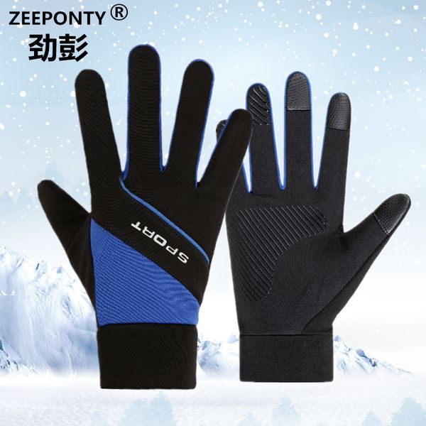 

gloves men warm and cold motorcycle winter, driving touch screen, wind proof trend, students ride outdoors in winter, Blue;gray