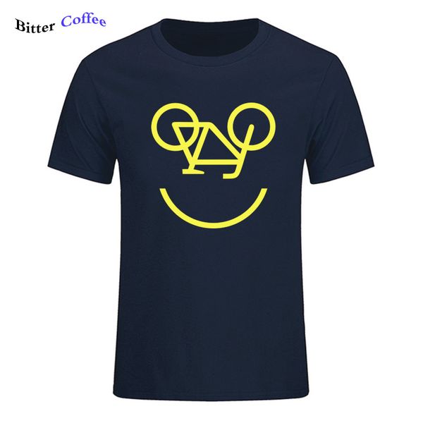 

новый велосипед smiley face mens t-shirt велосипед велоспорт велосипедистов прохладный повседневная гордость тенниска мужчин унисекс новая м