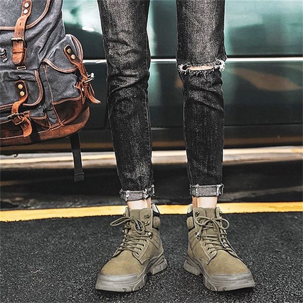 

men's martin boots motorcycle retro style men's shoes 124, Black