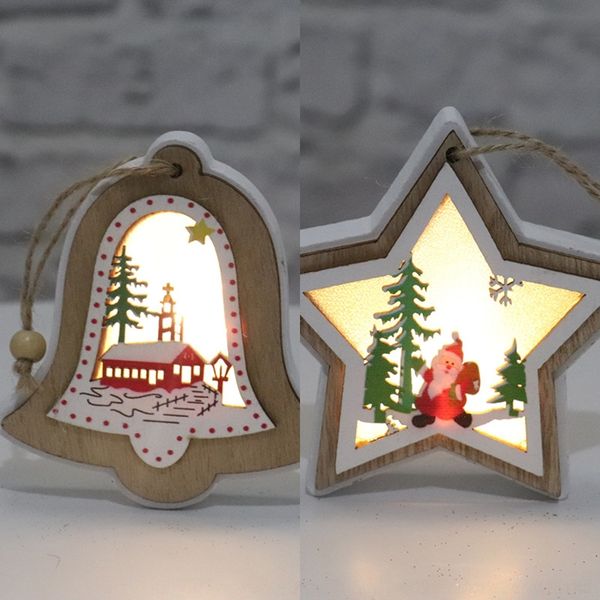 

jzvkw new ornaments new light-emitting gift tree luminous wooden with ornaments with light-emitting wooden christmas tree pendant pendantlum