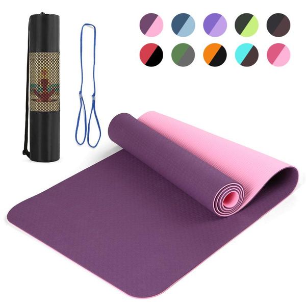 

72.05Ã24.01in portable double dual-colored yoga mat thicken sports mat anti-slip exercise for fitness workout with strap bag