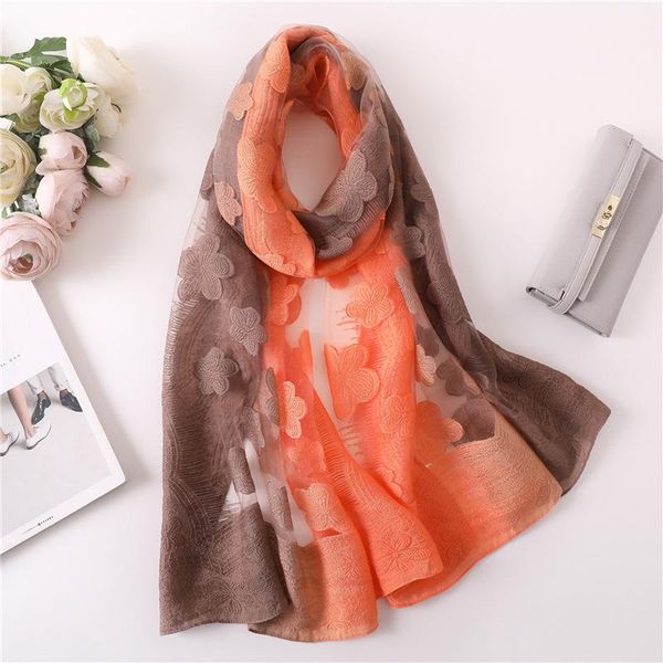 

luxury long scarf for women 2020 designer embroidery hijab scarf female beach shawl thin silk scarves for ladies foulard wmtkdy bdesybag, Blue;gray