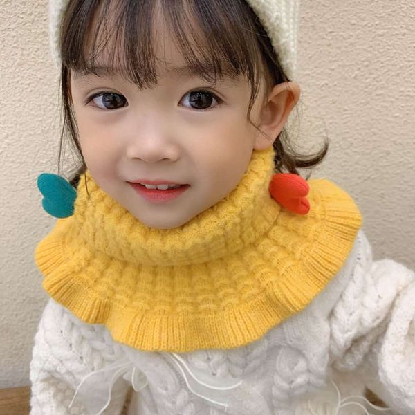 

knitted h6018 children's winter bib multi color love baby new korean version warm leisure, Red;brown