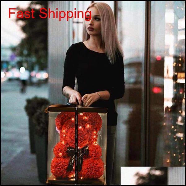 

40cm lovely bear of roses with led gift box teddy bear rose soap foam flower artificial new year gifts for val jllgqw yeah2010