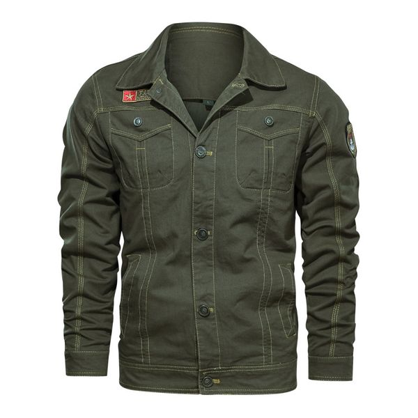 

2021 new mens pilot turn-down collar jacket male coat tactical men outerwear autumn new windbreaker casual 6npe, Black