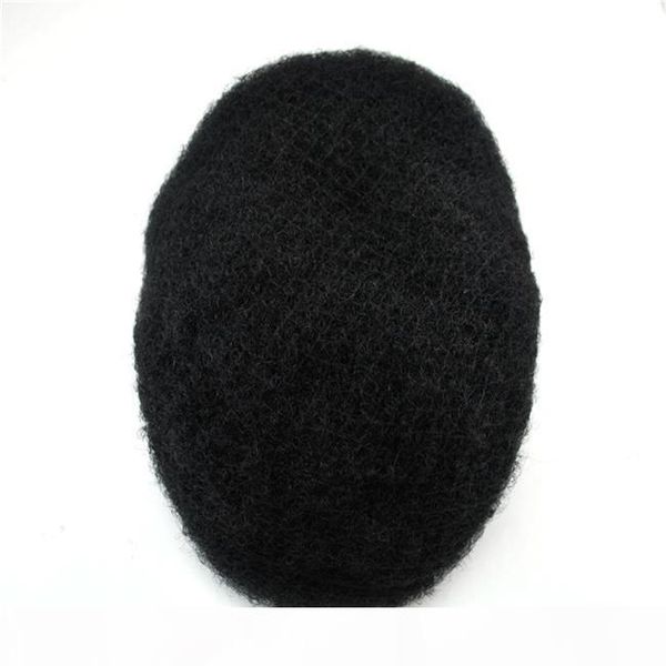 

fast shipping handtied double drawn natural human remy hair piece full pu toupee for black men