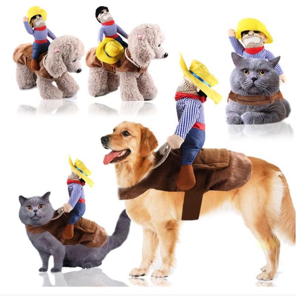 

pet clothes funny creative cute cowboy rider style dressing up halloween dog costume jacket soft cotton cat clothes