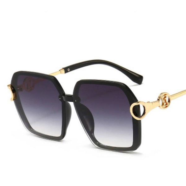

retro square large frame sunglasses women 2021 designer fashion metal logo sun glasses men gradient lens shades, White;black