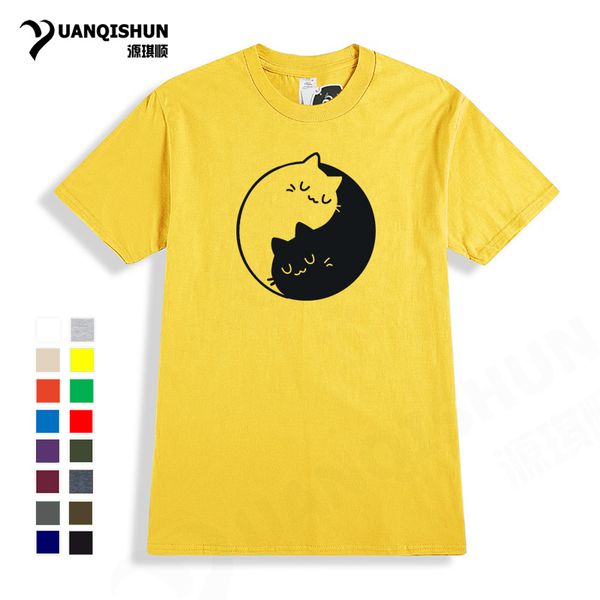

sport tai chi cat t-shirts 16 colors women men harajuku cotton casual tshirt yin yang cat fashion female t shirt plus size