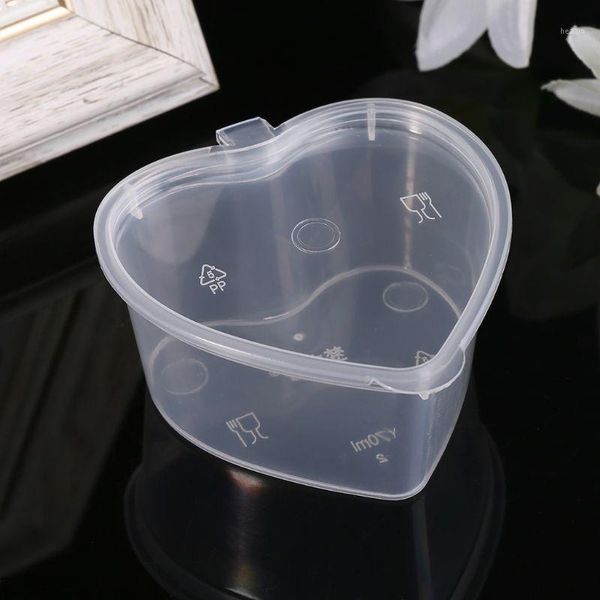 

storage bottles & jars 10pcs disposable jello s cups set of 70ml heart shaped sauce pot container with conjoined lid for ketchup1