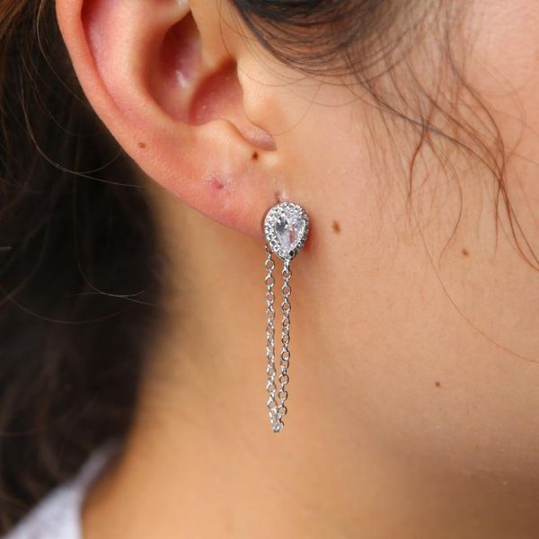 

dangle & chandelier fashion statement jewelry tassel long chain earring for women bling wedding drop earrings wholesale, Silver