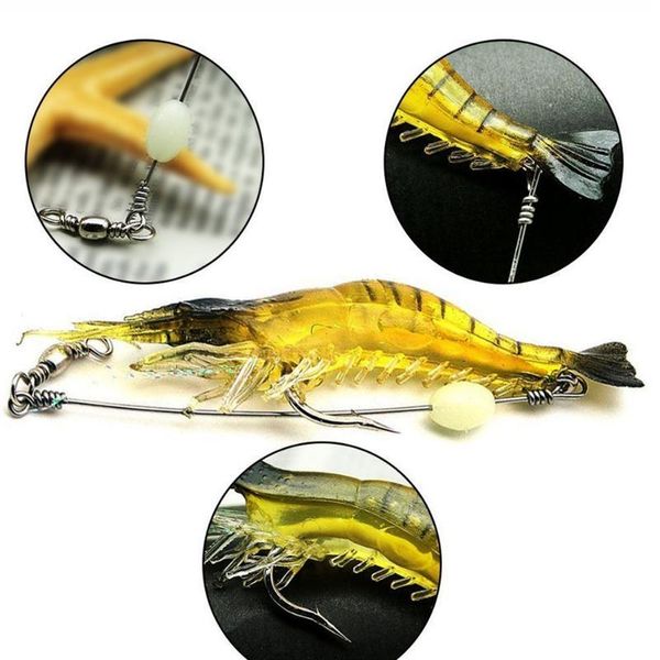 

6pcs/lot 8cm 5g quality luminous soft fishing lure fake shrimp floating shaped lure hook bait bionic artificial shrimp w bbyswl