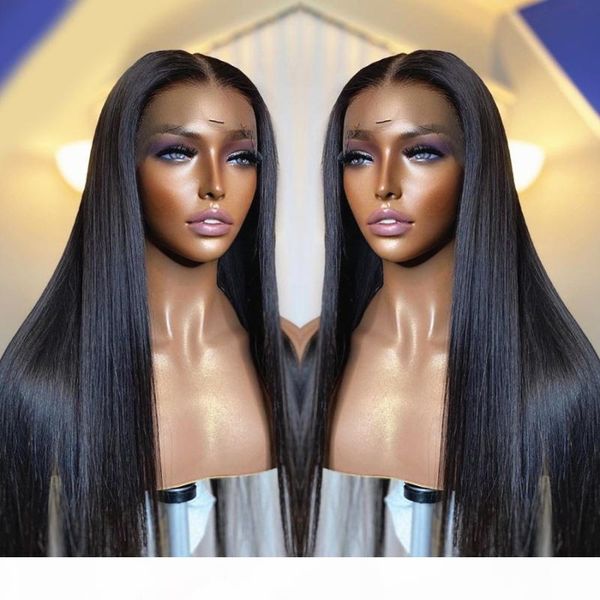 

13x6 lace front human hair wigs brazilian straight human hair wigs 5*5 silk lace front wig pre plucked, Black;brown