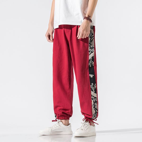 

dragon printed casual men 2020 korean style harajuku loose hip hop jogger drop crotch pants trousers dropshipping
