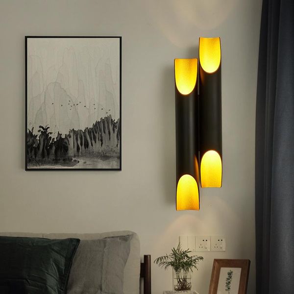

bedside lamp nordic oblique aluminum single double tube fashion creative bedroom light black gold home lighting