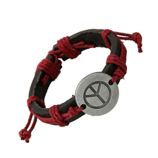 

peace casual handmade woven vintage woven charm brown genuine leather women bracelets men jewelry wholesale acc jllxvb, Golden;silver