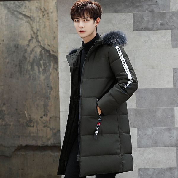 

autumn winter new temperamented casual trend in the long hoodie with plush thickened men's cotton clothing homme kg-133, Black