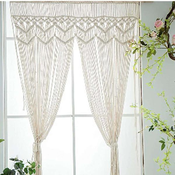 

curtain & drapes tapestry cotton macrame woven handwoven bohemian for room divider window door curtains wedding background 95x200cm