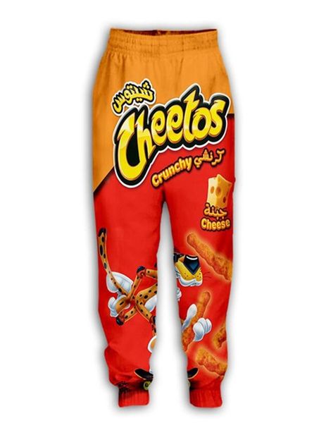 

новая мода 3d printed cheetos jogger sweatpants женщины мужчины полная длина hip-hop брюки брюки n08, Black