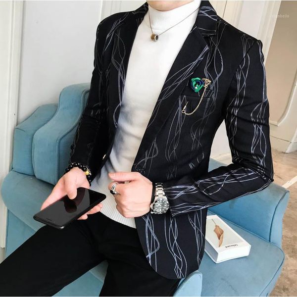 

2020 fashion men blazer luxury floral printing prom suit blazers single button party male nightclub slim fit wedding suit jacket1, White;black