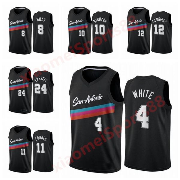 

new men white derozan mills aldridge vassell forbes demar derozan derrick white 2020/21 swingman city basketball jersey icon edition, Black;red