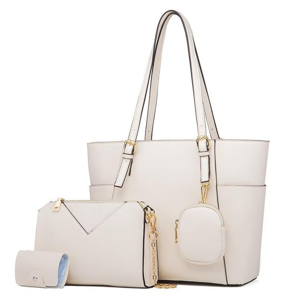 

shoulder bags 4pcs/set bag set for women pu leather tote bucket handbag solid color zipper coin card wallet purse crossbody sets