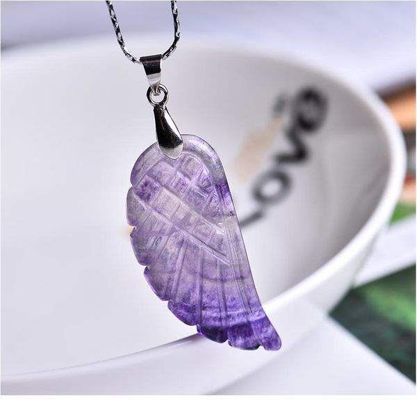 

1pc natural fluorite mineral jewelry wing pendant guardian noble couple pendant necklace pendant diy gift jewelry men a qylmym, Black