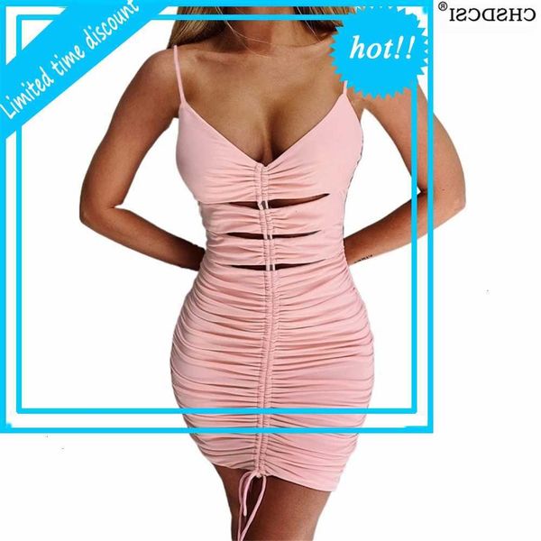 

chsdcsi truien slim ladies stylish women elegant draw strings plisse party skinny bodycon jurk backless hollow out vestidos, Black