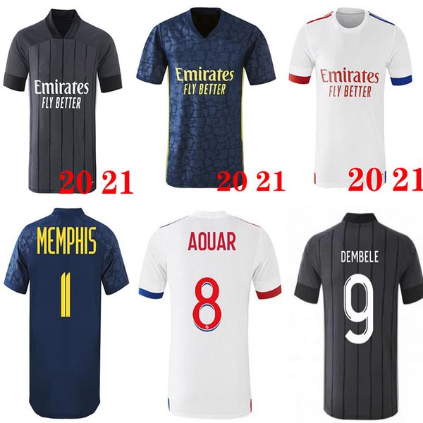 

0 21 maillot lyon 2020 2021 olympique lyonnais soccer jersey maillot de foot ol football shirts traore memphis, Black;yellow