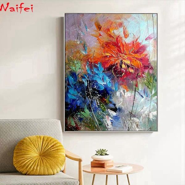 

paintings full round square drill 5d diy diamond painting floral abstract embroidery flower cross stitch home decor mosaic art1