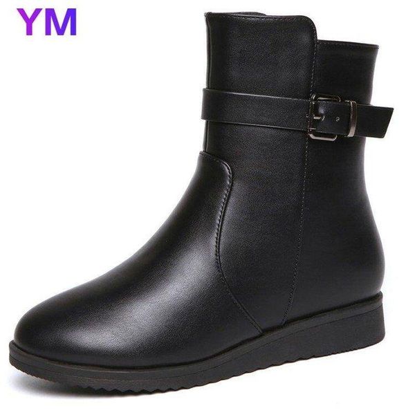 

boots 2021 women winter shoes buckle platform female warm botas mujer booties ankle for black snow 35-43