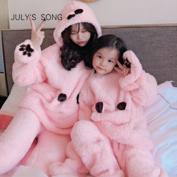 

july's song flannel cartoon women pajamas set autumn winter thick warm boy coral fleece parent-child sleepwear homewear 201109, Black;red