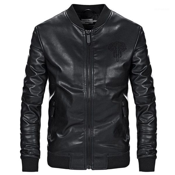 

men's fur & faux jackets men slim fit casual outwear jacket spring autumn coat pu leather windbreaker streetwear clothes nice 1, Black