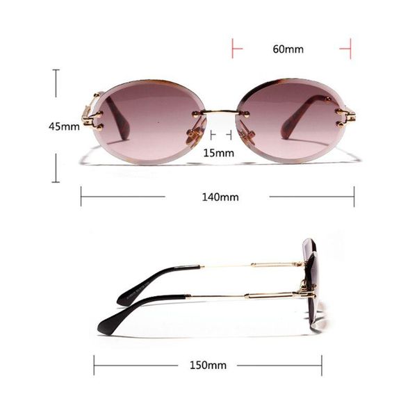 

sunglasses design rimless fashion trend protection eyewear metal legs oval shape sun glasses, White;black