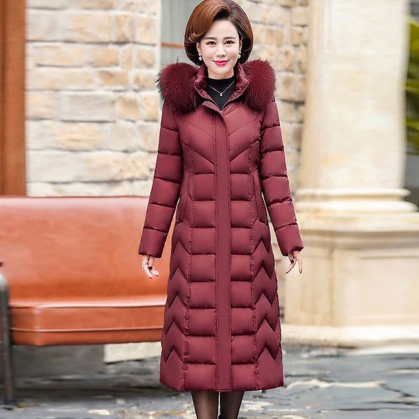 

2021 newplus size winter jacket women hooded with false fur x-long female office ladies warm thicken slim coats outwear 2qmf, Black