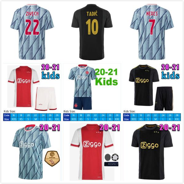 

20 21 ajax amsterdam fc 50th soccer jersey 2020 2021 promes tadic neres men kids player version football shirts 50 year uniforms kits, Black;yellow