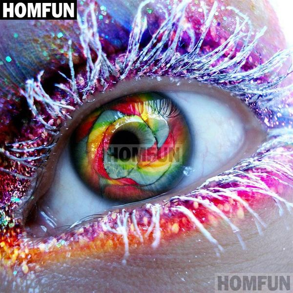 

homfun 5d diy алмазные картина «цветные глаза» полный дрель смола алмазный вышивки крестом home decor a01828